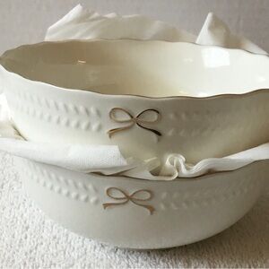 Ceramic White trimmed in gold bowls, set of 2, 6” Coquette Yedi Bridal wedding